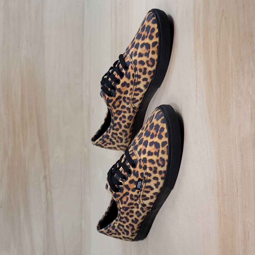 Vans Leopard-Print Low Top Sneakers in Tan and Black - Picture 2 of 10